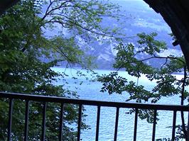 View to Lake Walen through one of the windows in the Weisswand Cycle Tunnel